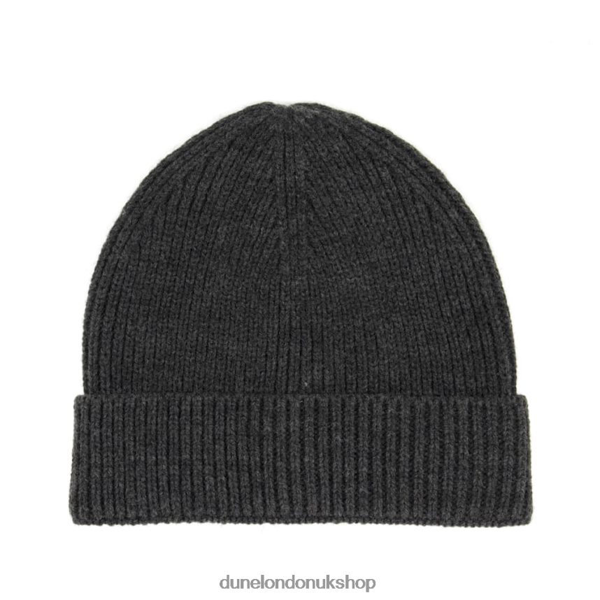 Rib-Knit Hat Men N4BBPB725 Dune London Orilla Grey - Click Image to Close