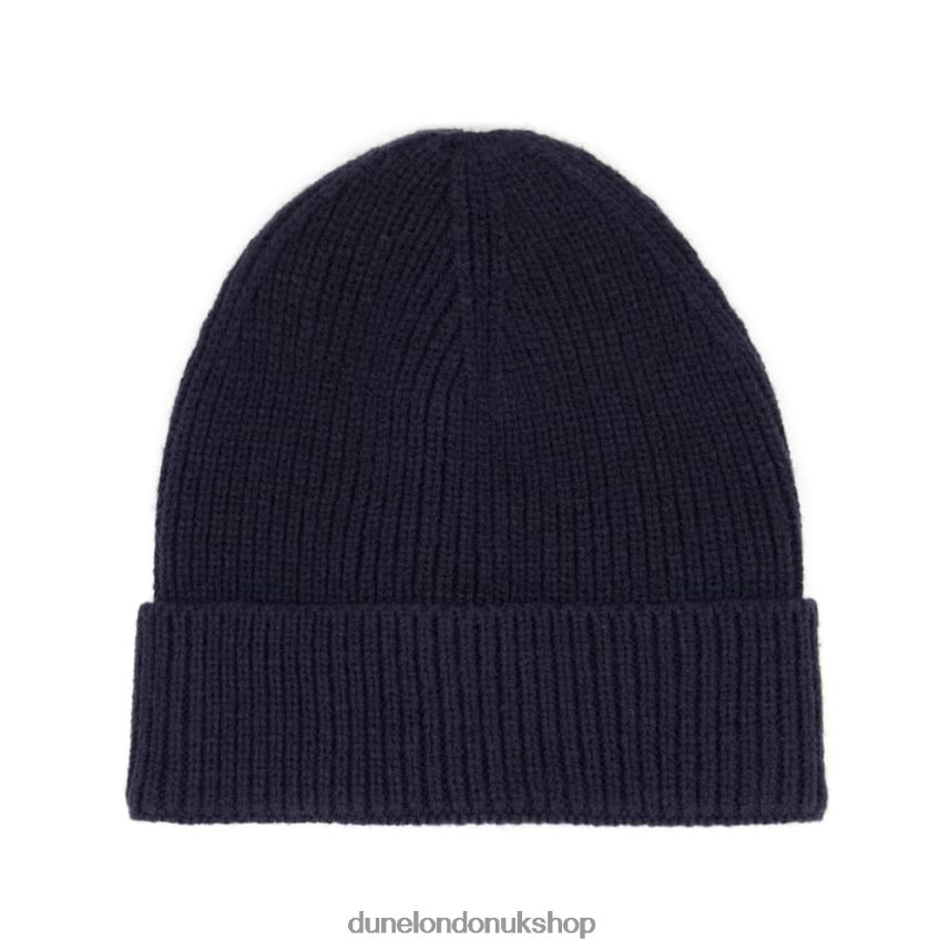 Rib-Knit Hat Men N4BBPB726 Dune London Orilla Navy - Click Image to Close