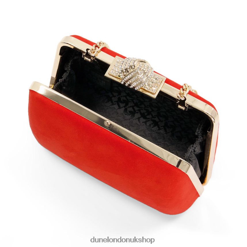 Diamante-Clasp Hard-Case Clutch Women N4BBPB223 Dune London Become Orange