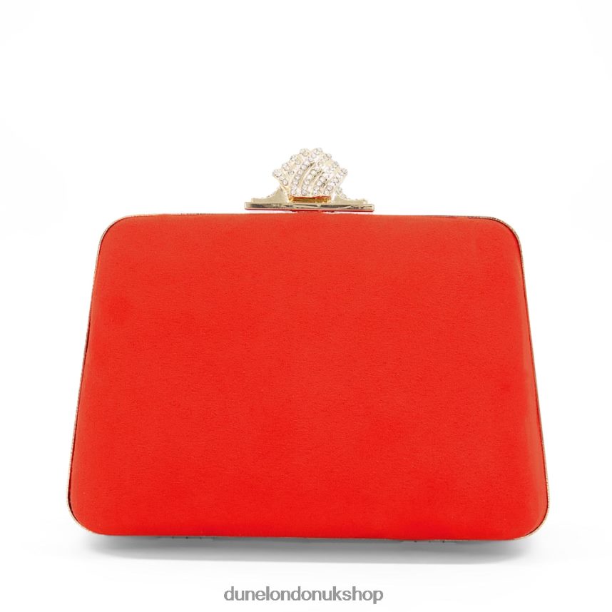 Diamante-Clasp Hard-Case Clutch Women N4BBPB223 Dune London Become Orange