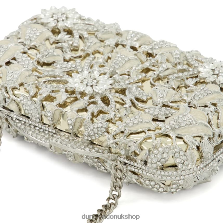 Diamante-Detail Metallic Box Clutch Women N4BBPB40 Dune London Berkeley Gold