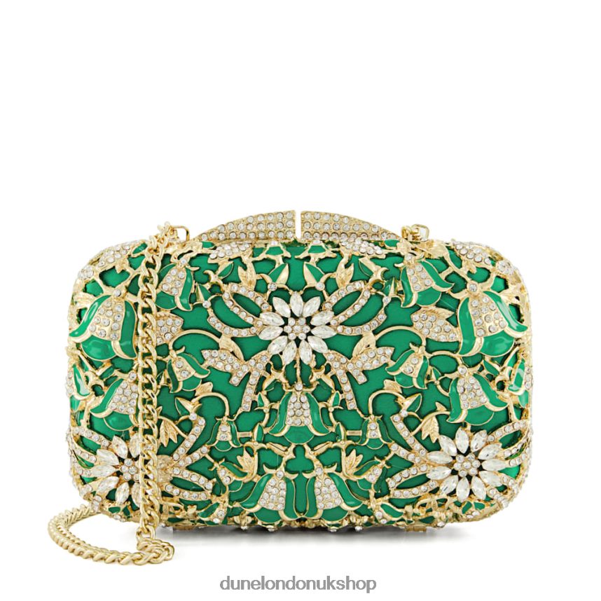 Diamante-Detail Satin Box Clutch Women N4BBPB41 Dune London Berkeley Green