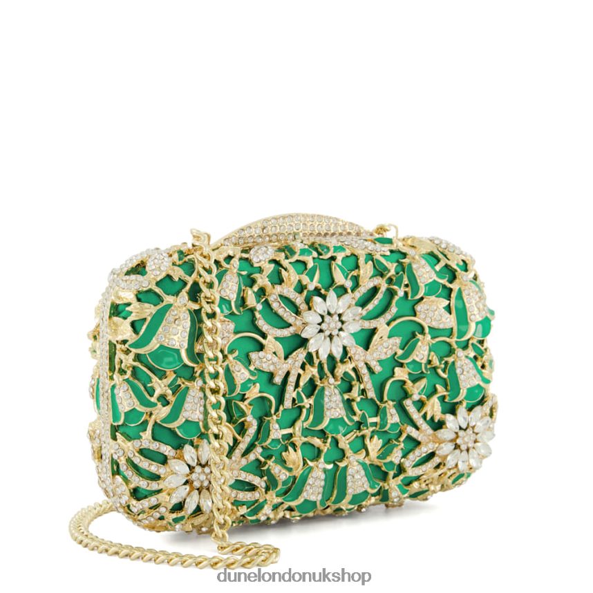 Diamante-Detail Satin Box Clutch Women N4BBPB41 Dune London Berkeley Green