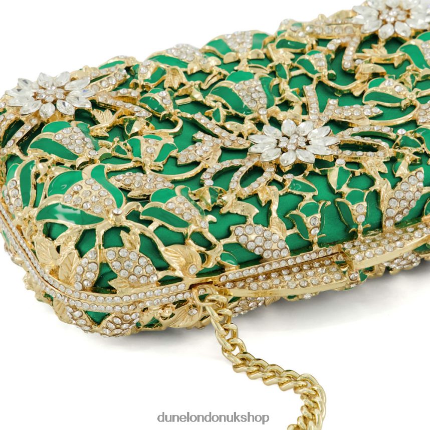 Diamante-Detail Satin Box Clutch Women N4BBPB41 Dune London Berkeley Green