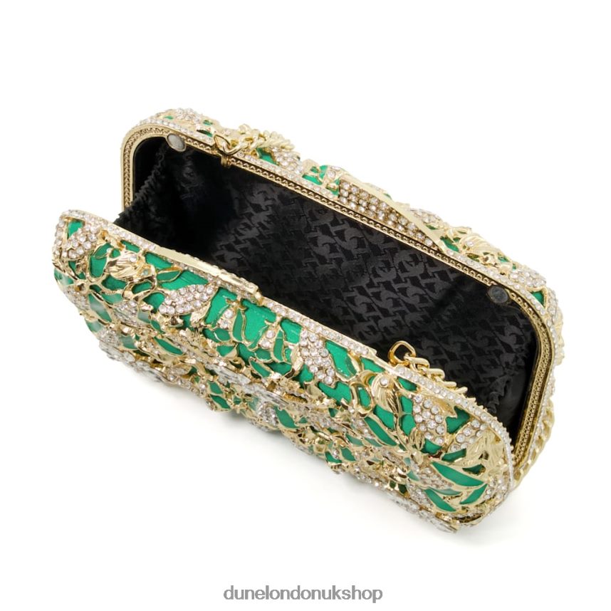 Diamante-Detail Satin Box Clutch Women N4BBPB41 Dune London Berkeley Green