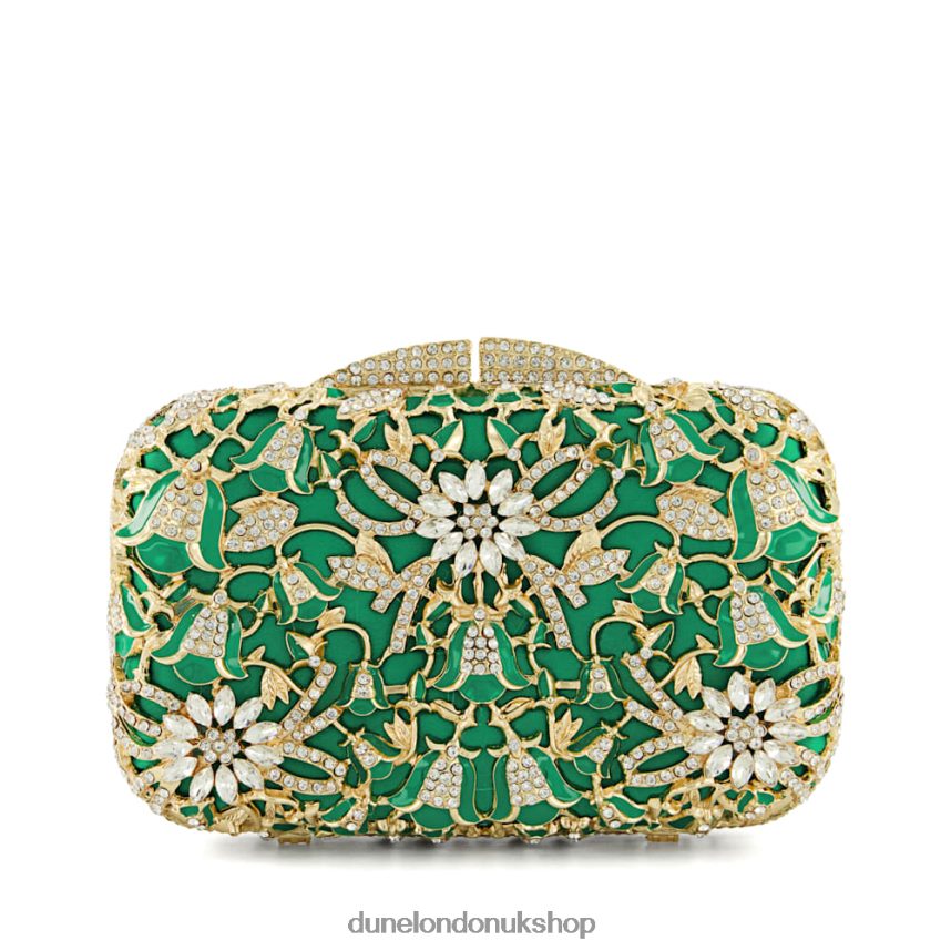 Diamante-Detail Satin Box Clutch Women N4BBPB41 Dune London Berkeley Green