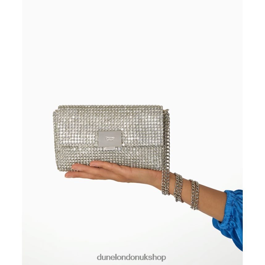 Diamante Embellished Clutch Bag Women N4BBPB423 Dune London Evanderr Silver