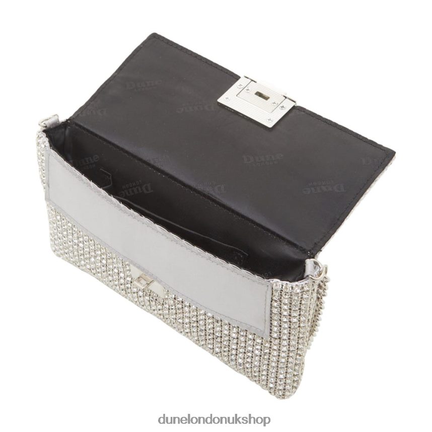 Diamante Embellished Clutch Bag Women N4BBPB423 Dune London Evanderr Silver