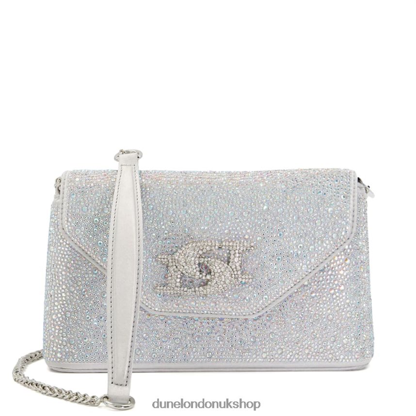 Diamante Metallic Clutch Bag Women N4BBPB224 Dune London Beamed Silver