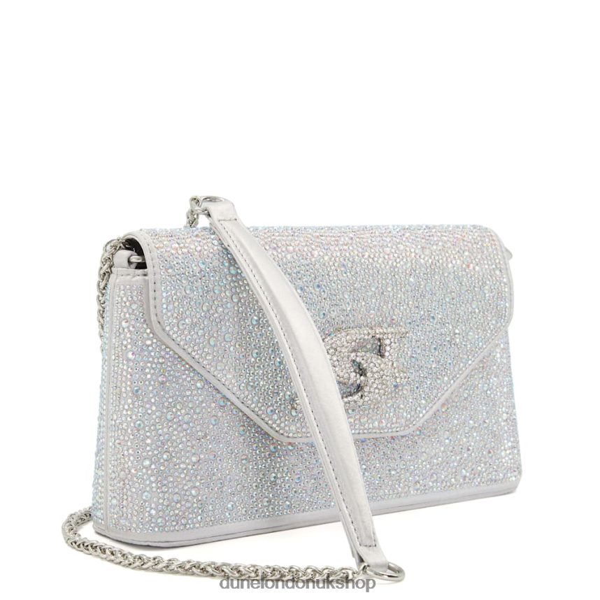 Diamante Metallic Clutch Bag Women N4BBPB224 Dune London Beamed Silver