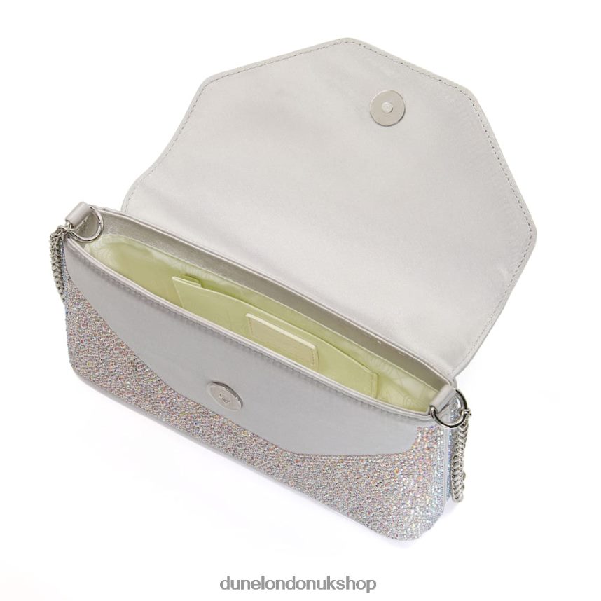 Diamante Metallic Clutch Bag Women N4BBPB224 Dune London Beamed Silver