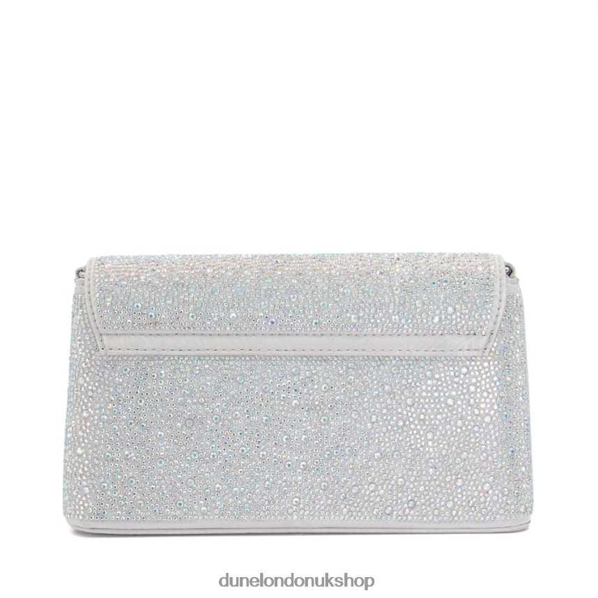 Diamante Metallic Clutch Bag Women N4BBPB224 Dune London Beamed Silver