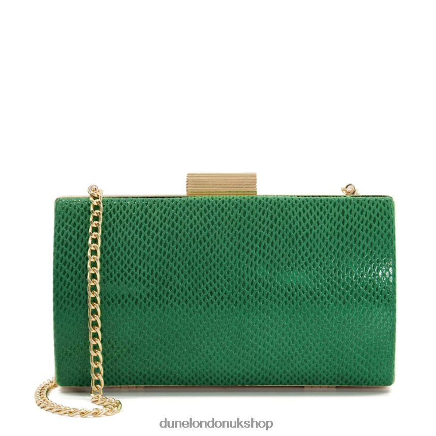 Reptile-Effect Etched-Clasp Box Clutch Women N4BBPB225 Dune London Belleview Green - Click Image to Close