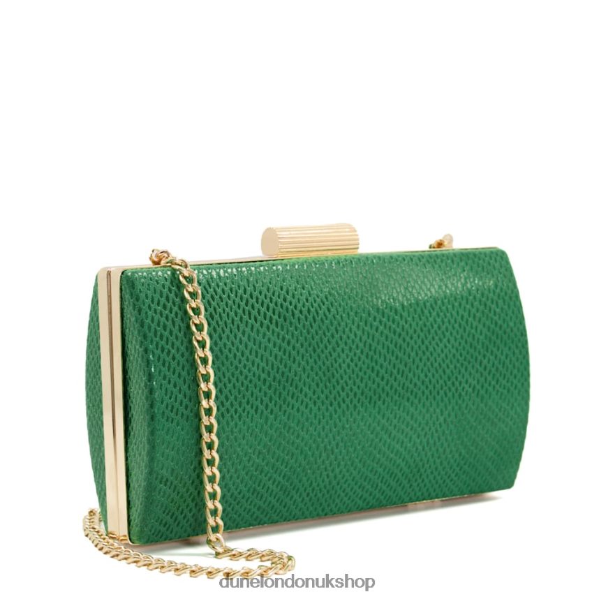 Reptile-Effect Etched-Clasp Box Clutch Women N4BBPB225 Dune London Belleview Green