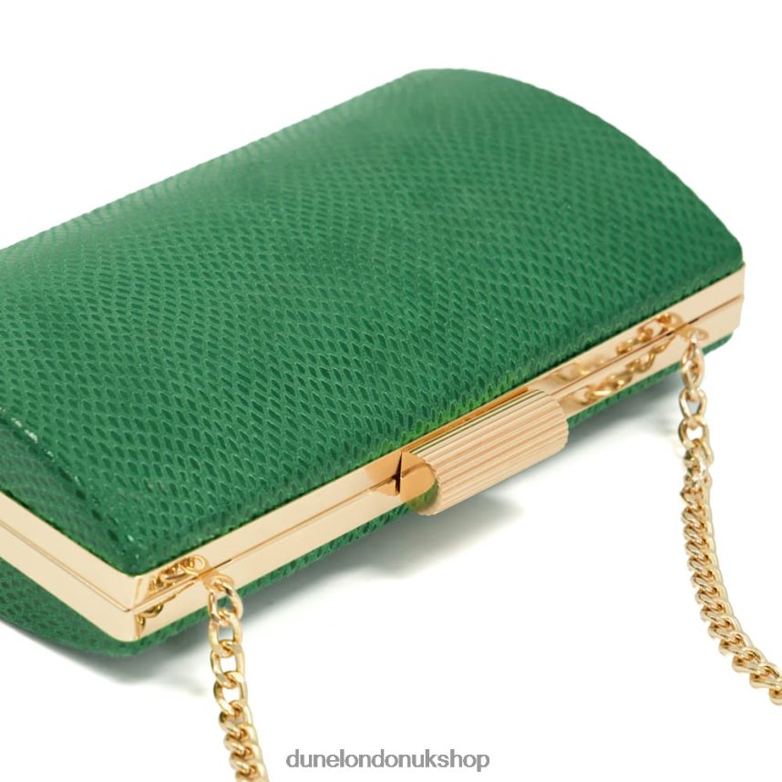 Reptile-Effect Etched-Clasp Box Clutch Women N4BBPB225 Dune London Belleview Green