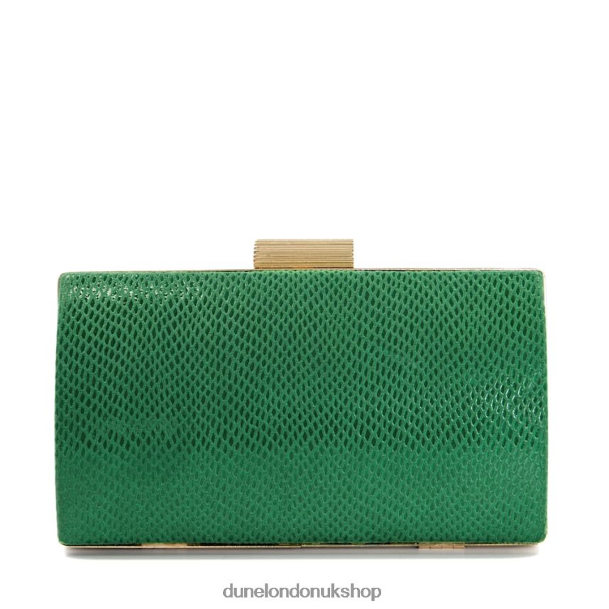 Reptile-Effect Etched-Clasp Box Clutch Women N4BBPB225 Dune London Belleview Green