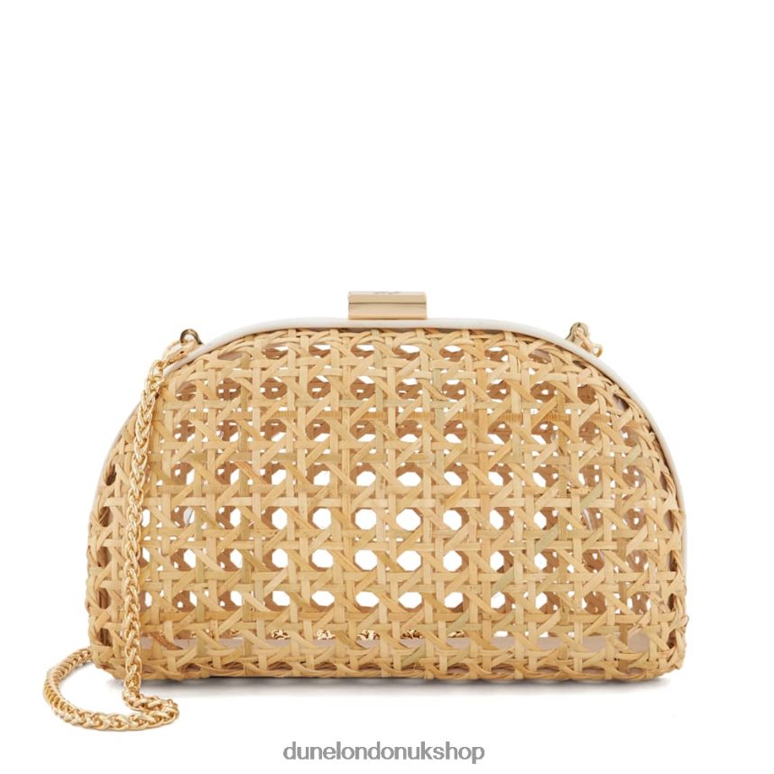 Small Rattan Clutch Bag Women N4BBPB34 Dune London Elated Natural - Click Image to Close