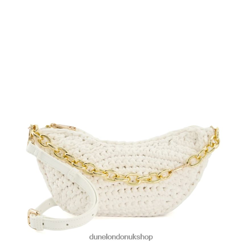 Small Chain-Detail Raffia Crossbody Bag Women N4BBPB141 Dune London Dammi White