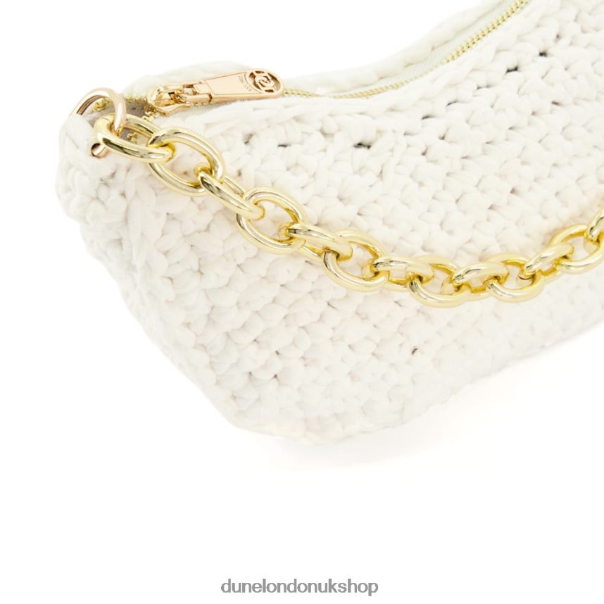 Small Chain-Detail Raffia Crossbody Bag Women N4BBPB141 Dune London Dammi White