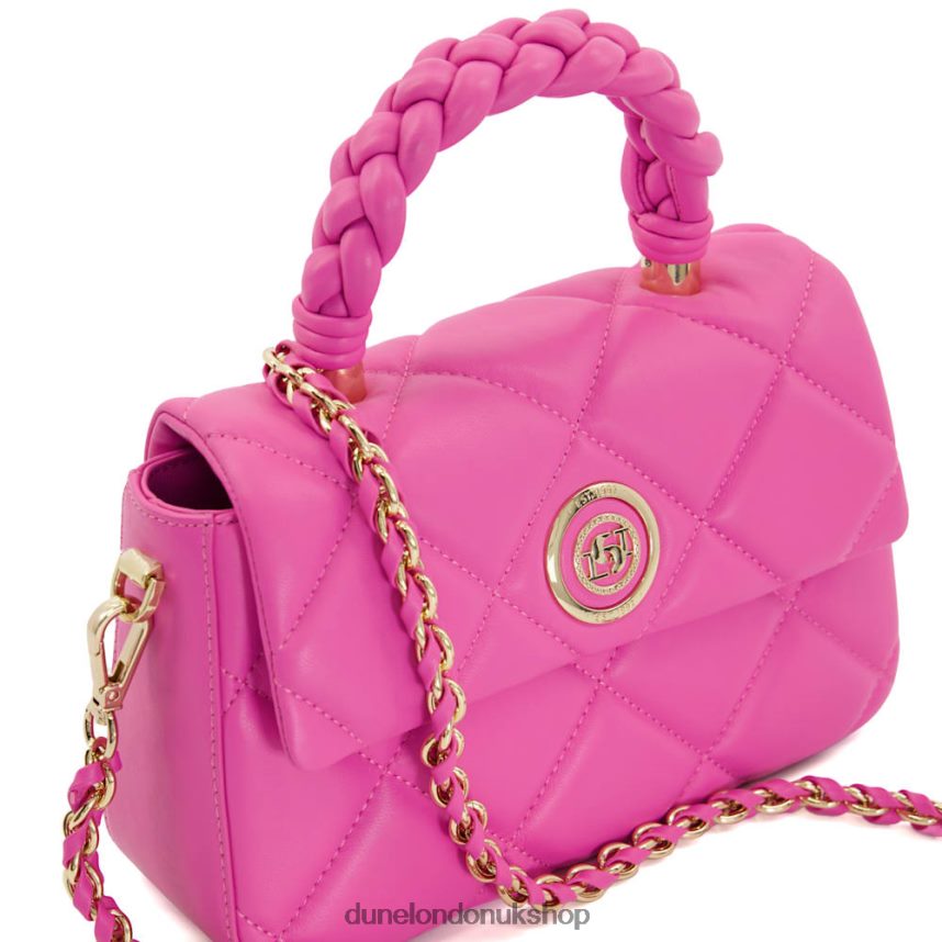 Small Plaited-Top-Handle Quilted Grab Bag Women N4BBPB182 Dune London Duchess P Fuchsia