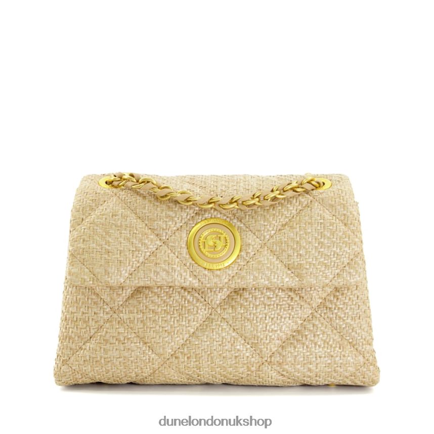 Medium Quilted Raffia Bag Women N4BBPB149 Dune London Duchess Natural - Click Image to Close