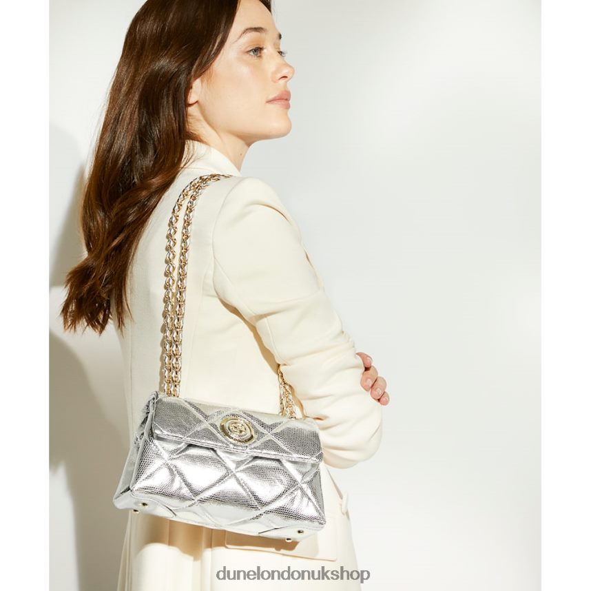 Small Quilted Leather Bag Women N4BBPB27 Dune London Duchess S Silver