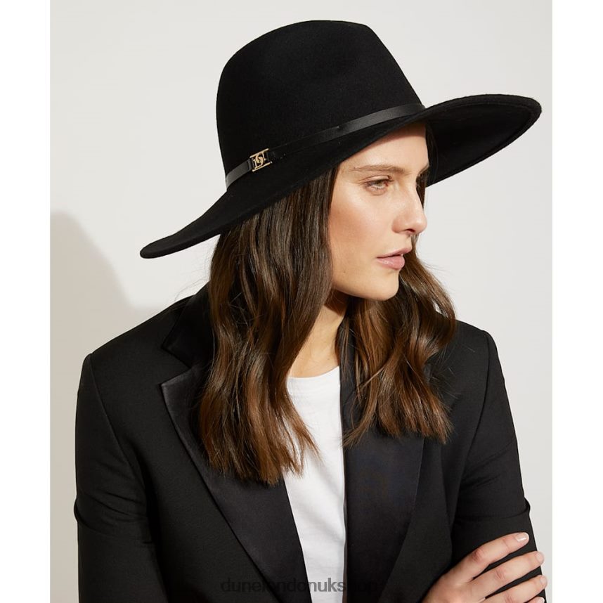 Branded Woolen Fedora Hat Women N4BBPB293 Dune London Frannces Black