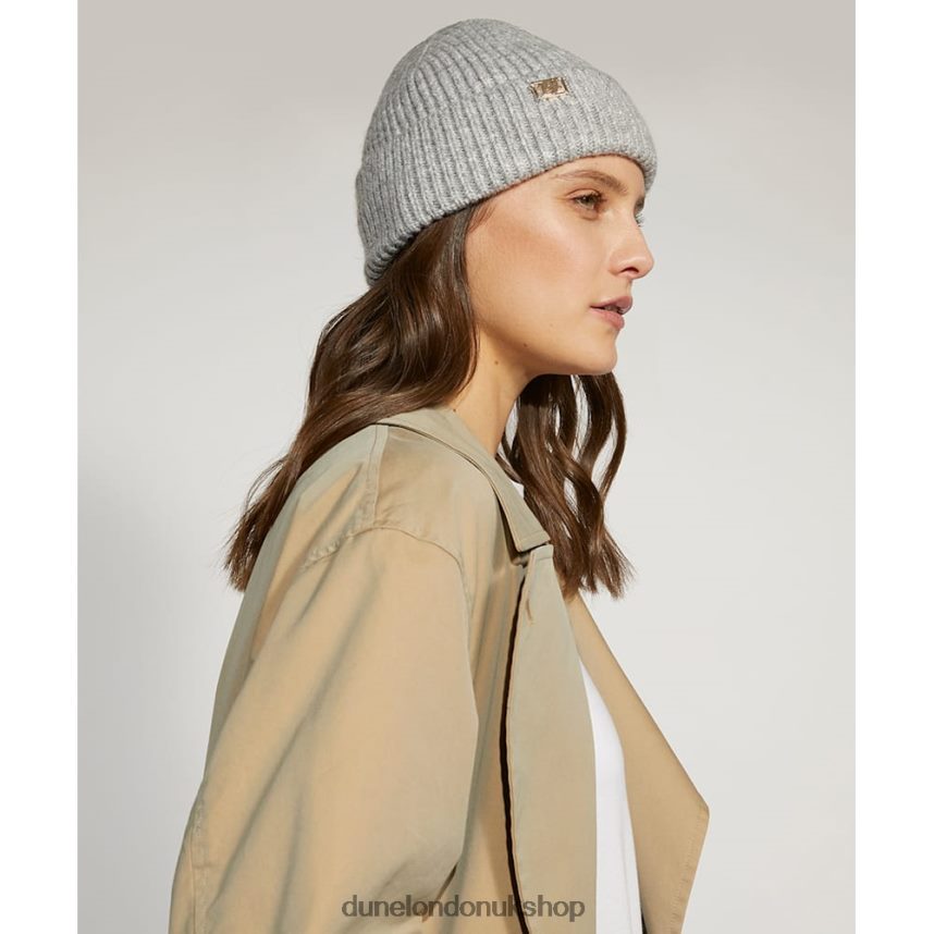 Knitted Beanie Hat Women N4BBPB291 Dune London Felissia Grey