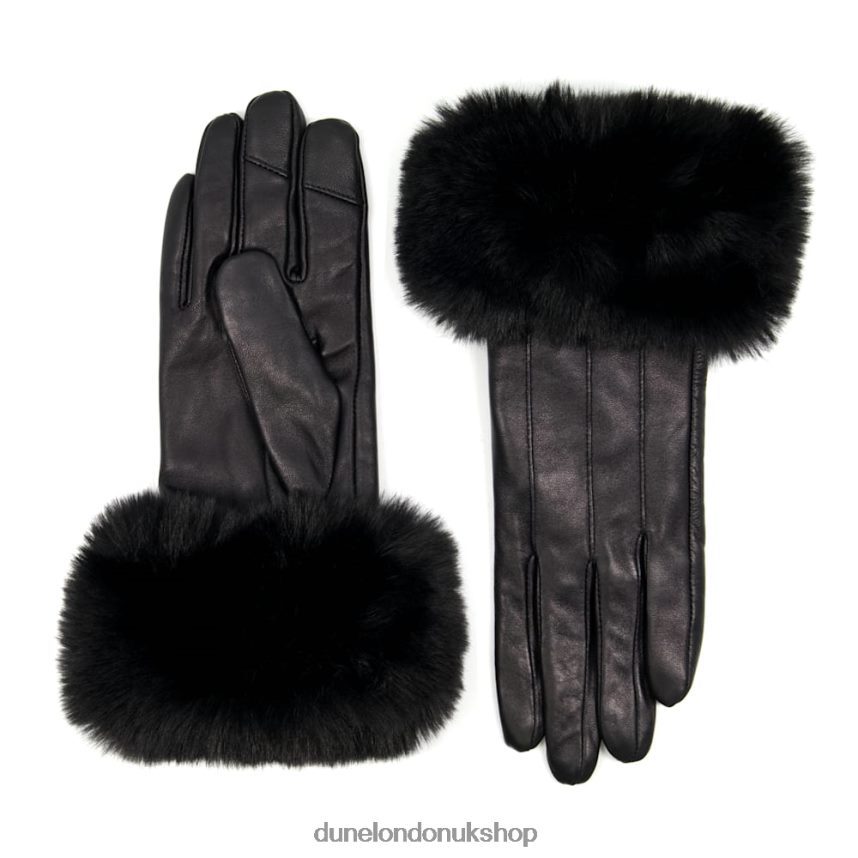 Faux-Fur Trim Leather Gloves Women N4BBPB283 Dune London Islington Black