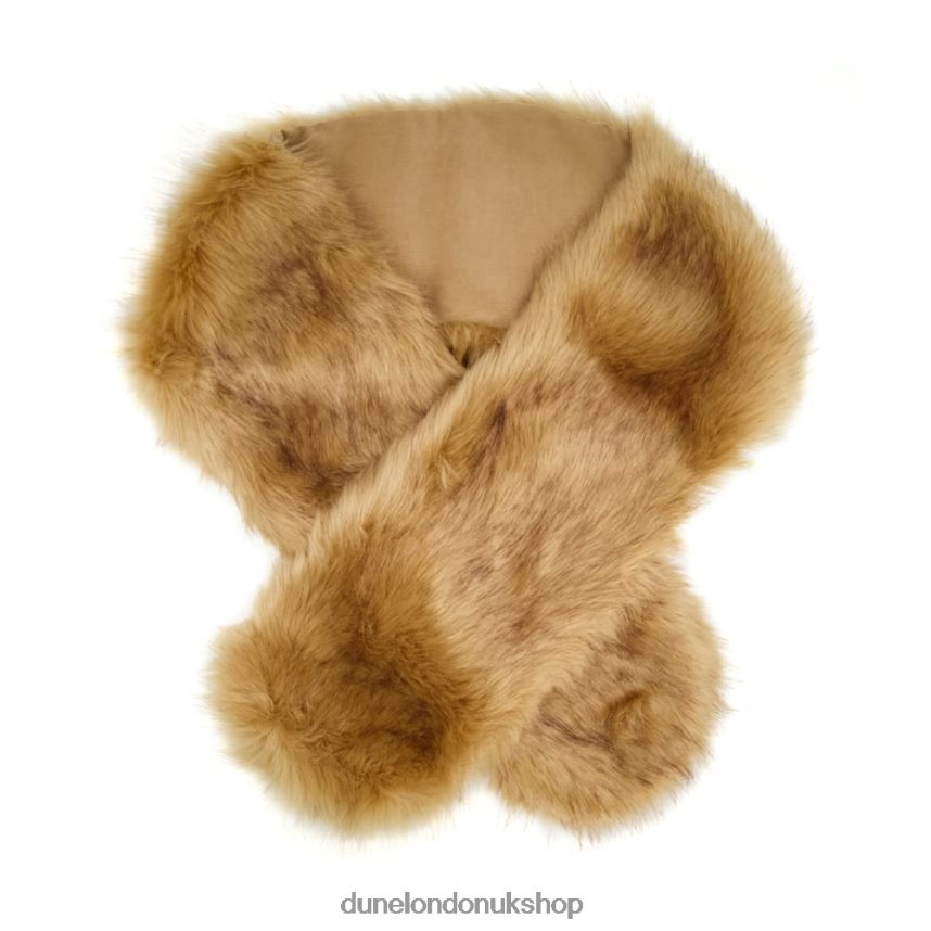 Fluffy Faux-Fur Scarf Women N4BBPB287 Dune London Landan Camel - Click Image to Close