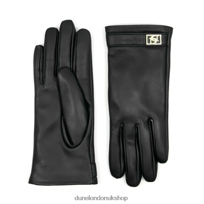 Metal Monogram Trim Leather Gloves Women N4BBPB282 Dune London Irenna Black