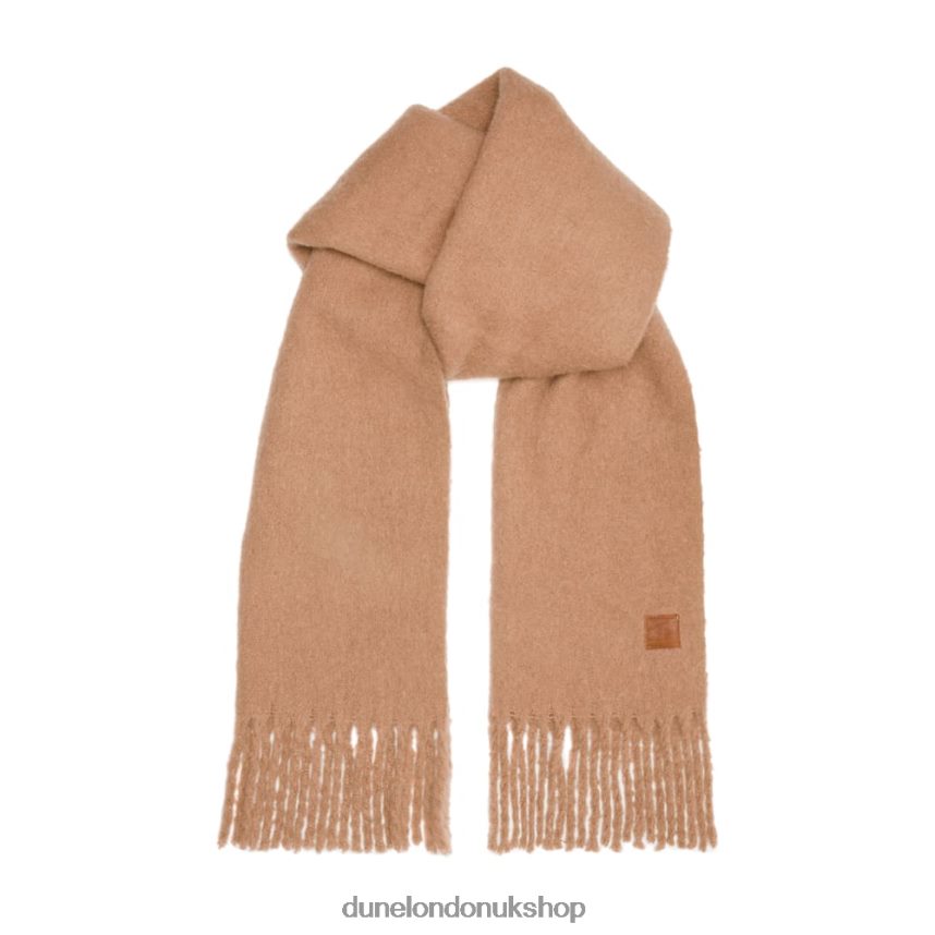 Textured Long Fringed Scarf Women N4BBPB294 Dune London Lorissa Camel - Click Image to Close