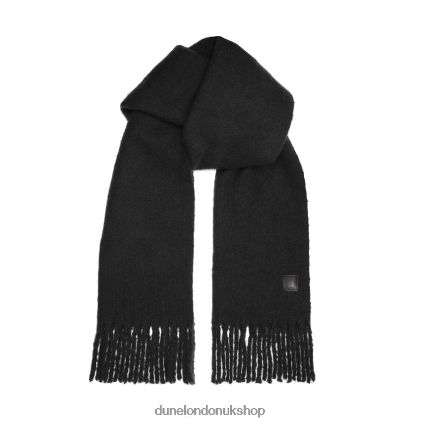 Textured Long Fringed Scarf Women N4BBPB295 Dune London Lorissa Black