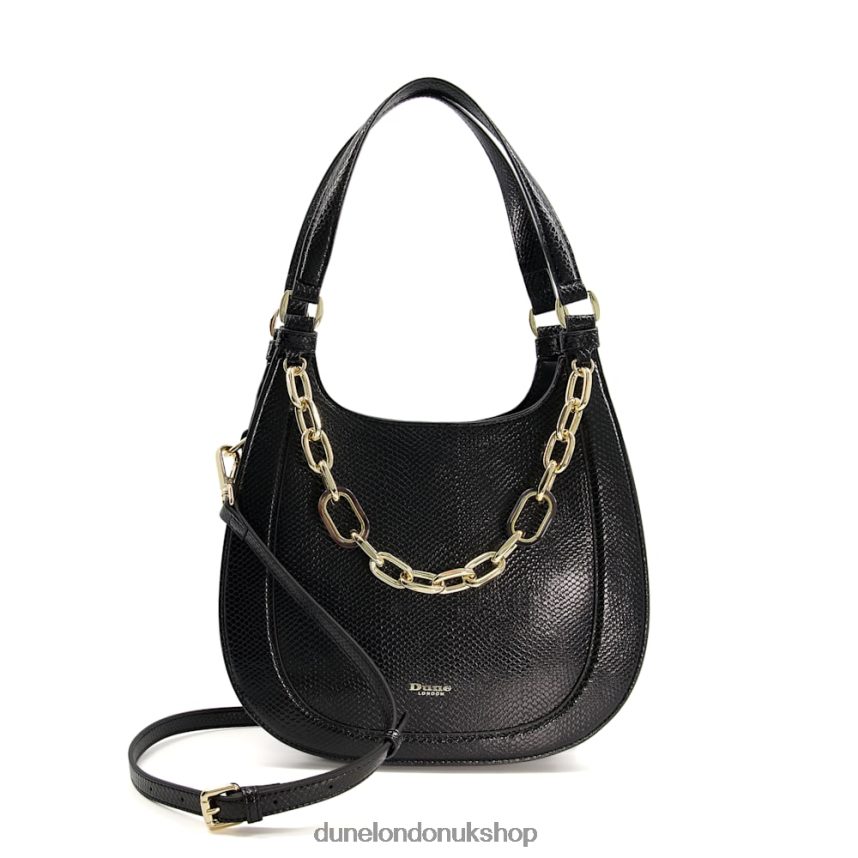 Chain-Detail Reptile Effect Shoulder Bag Women N4BBPB305 Dune London Danbury Black