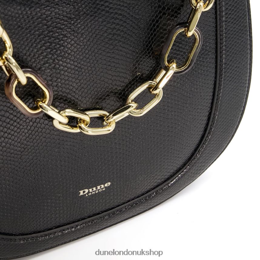 Chain-Detail Reptile Effect Shoulder Bag Women N4BBPB305 Dune London Danbury Black