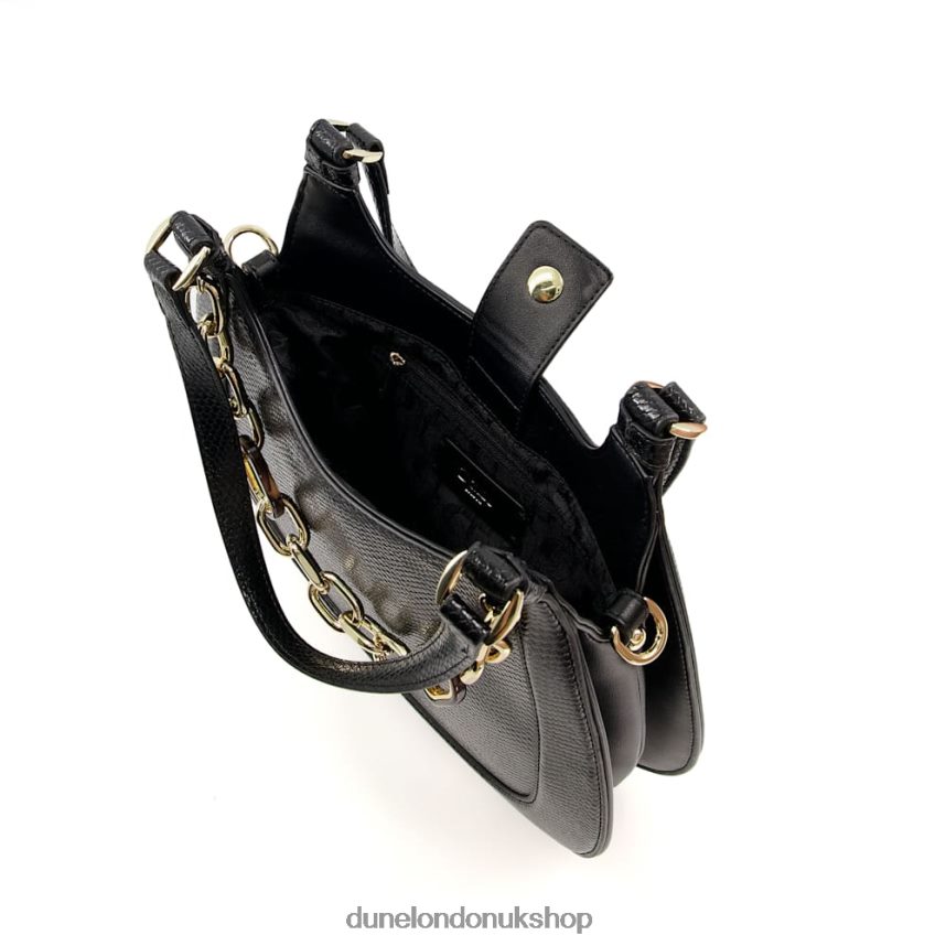 Chain-Detail Reptile Effect Shoulder Bag Women N4BBPB305 Dune London Danbury Black