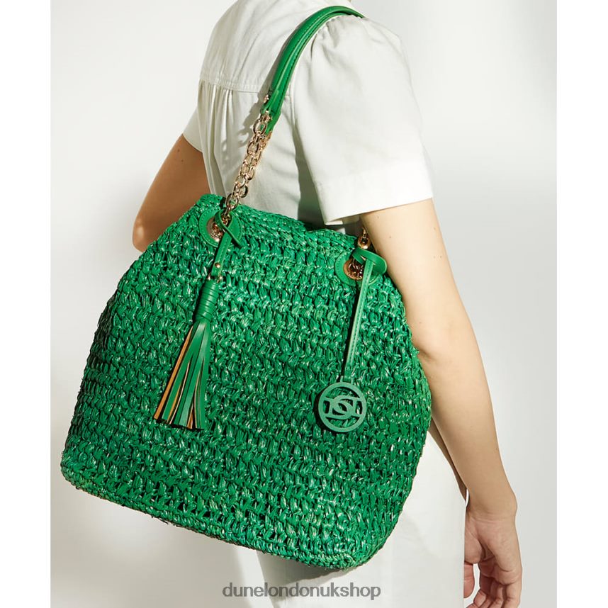 Medium Raffia Shoulder Bag Women N4BBPB142 Dune London Destinations Green