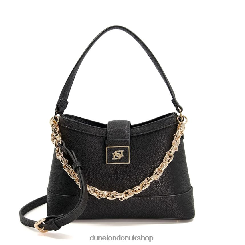 Medium Recycled Chain-Detail Shoulder Bag Women N4BBPB222 Dune London Desirable Black - Click Image to Close