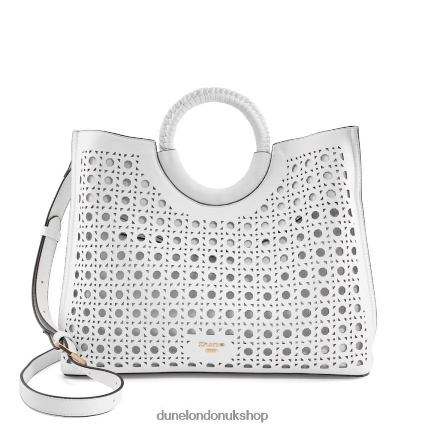 Laser-Cut Tote Bag Women N4BBPB251 Dune London Dellila White - Click Image to Close