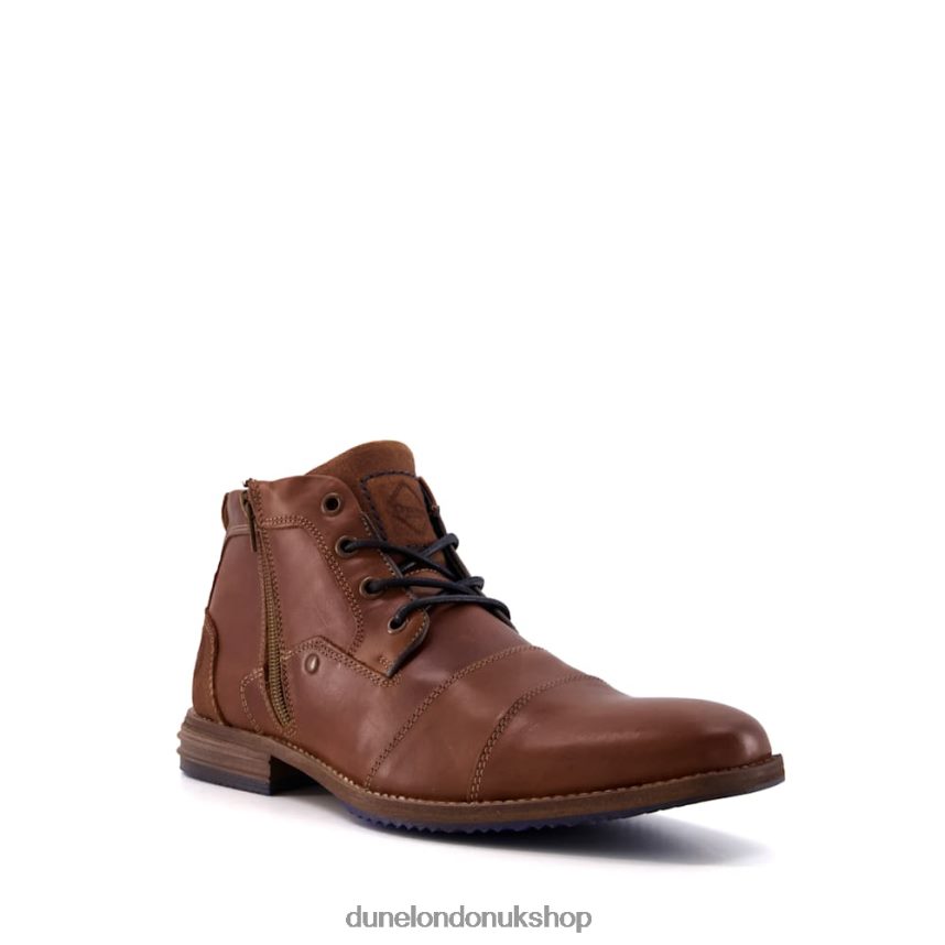 Double Toe Cap Detail Leather Boots Men N4BBPB893 Dune London Captains Tan - Click Image to Close