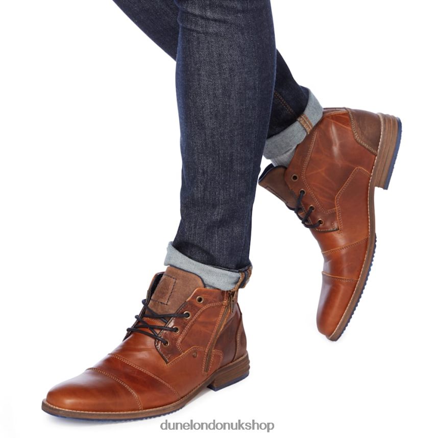 Double Toe Cap Detail Leather Boots Men N4BBPB893 Dune London Captains Tan