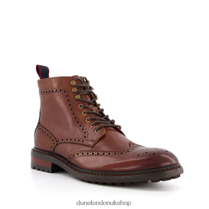 Lace-Up Brogue Boots Men N4BBPB809 Dune London Colonels Tan - Click Image to Close