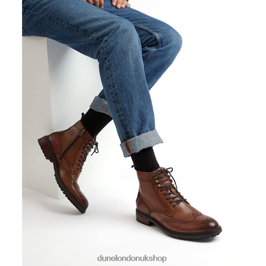 Lace-Up Brogue Boots Men N4BBPB809 Dune London Colonels Tan