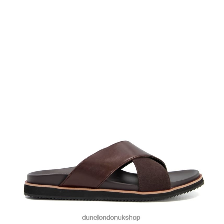 Crossover-Strap Leather Sandals Men N4BBPB803 Dune London Itta Brown