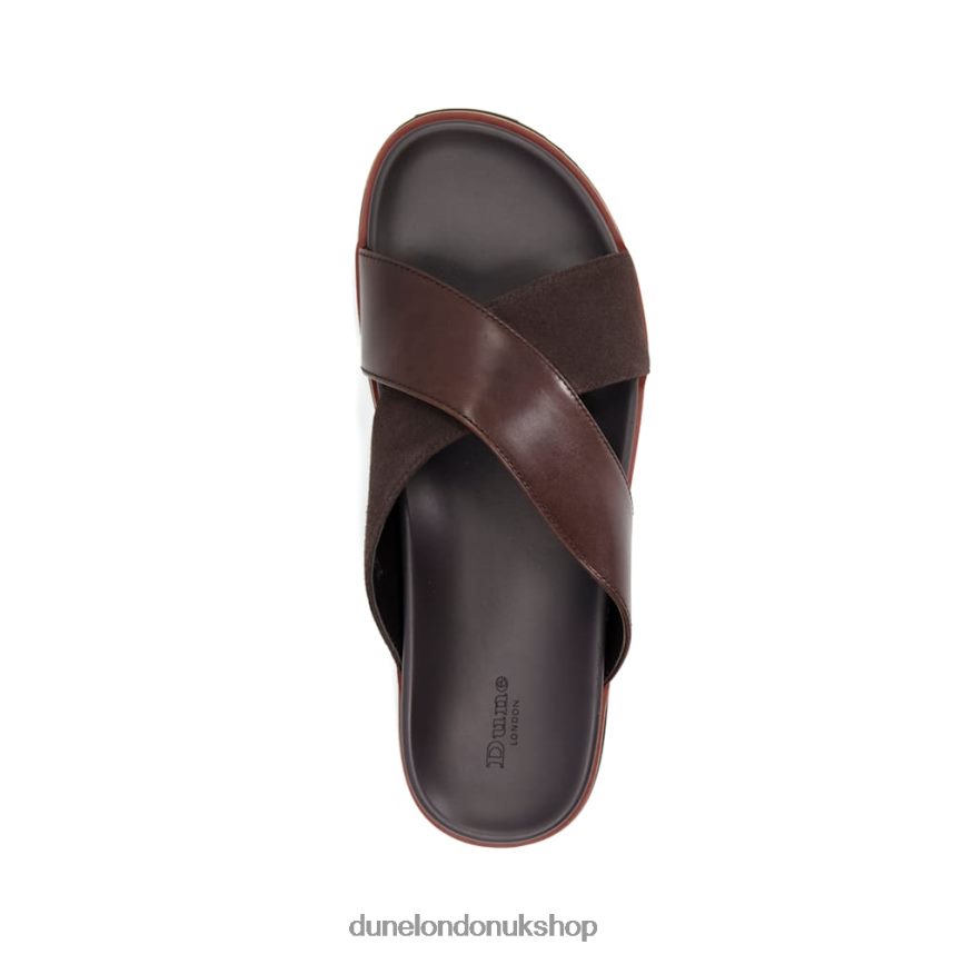 Crossover-Strap Leather Sandals Men N4BBPB803 Dune London Itta Brown