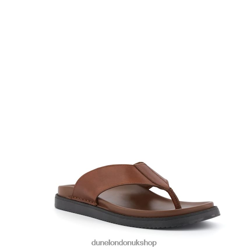 Ergonomic Leather Toe-Post Sandals Men N4BBPB685 Dune London Iddolise Tan