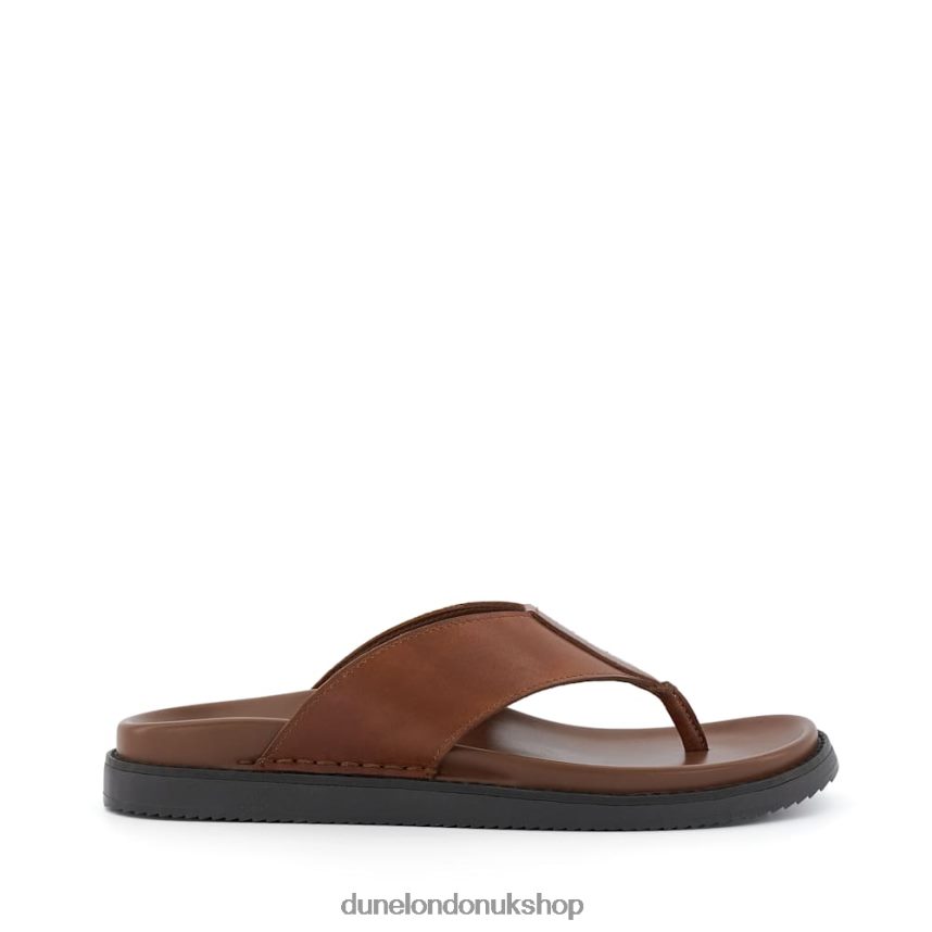 Ergonomic Leather Toe-Post Sandals Men N4BBPB685 Dune London Iddolise Tan