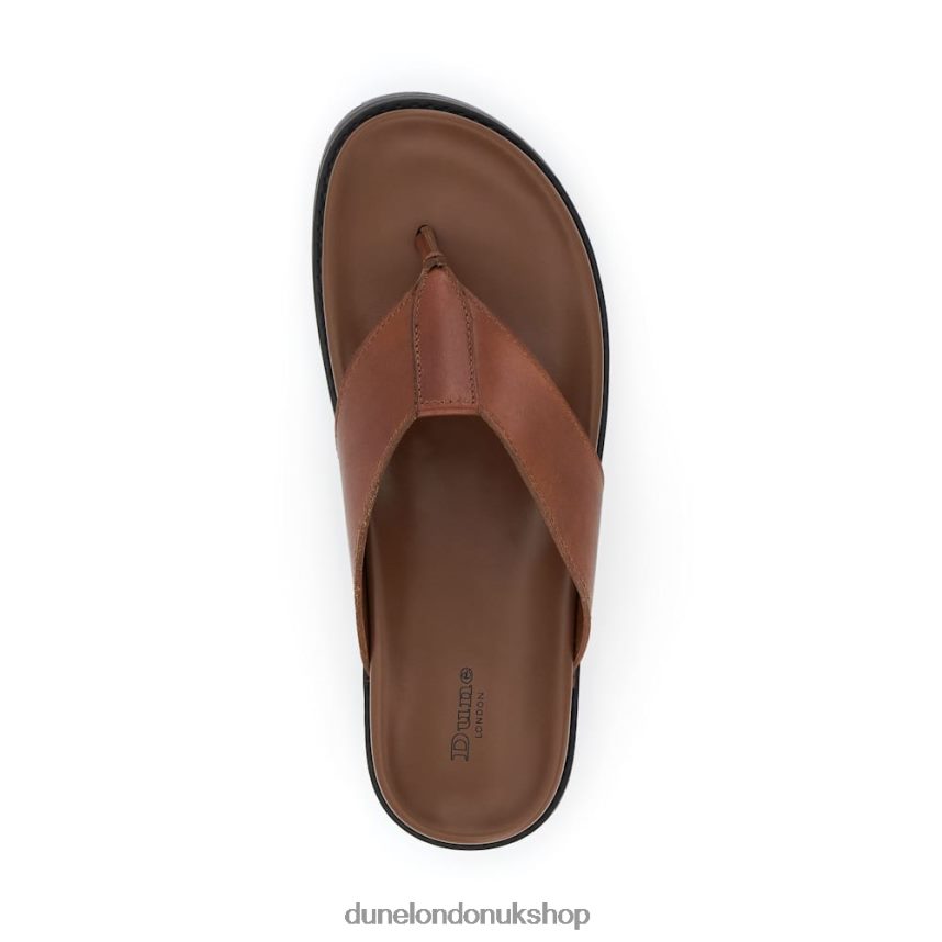 Ergonomic Leather Toe-Post Sandals Men N4BBPB685 Dune London Iddolise Tan