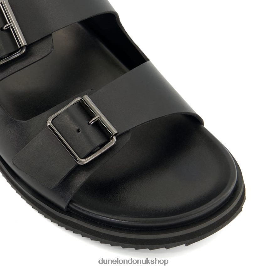 Casual Buckle-Strap Leather Sandals Men N4BBPB720 Dune London Itare Black