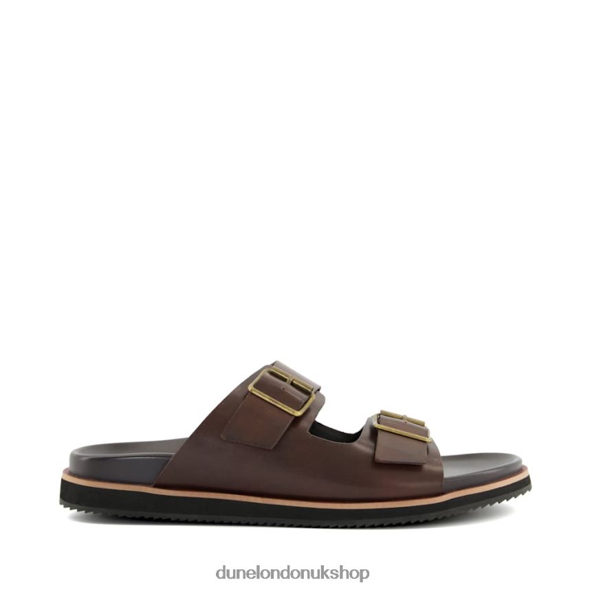 Casual Buckle-Strap Leather Sandals Men N4BBPB784 Dune London Itare Brown